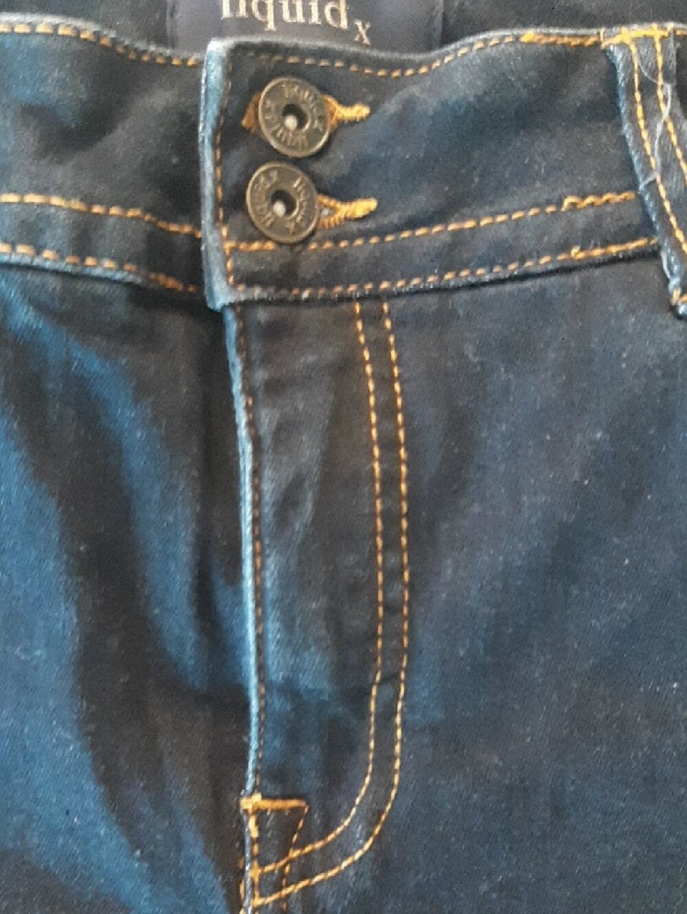 LIQUID💧Dark Blue Boyfriend Jeans Shorts – Rolled Cuff Sz 9/10 with Stretch - Picture 7 of 8